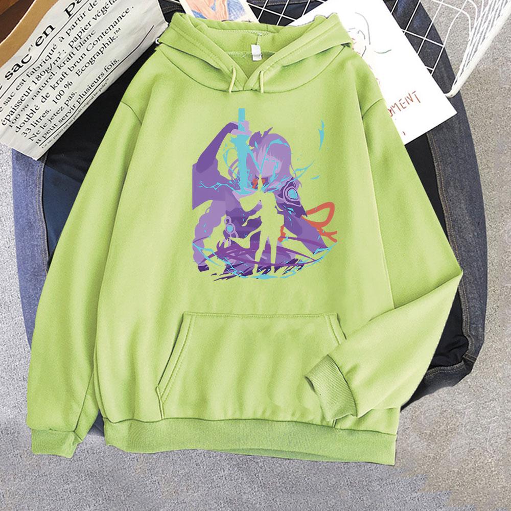 Genshin Impact Hoodie Raiden Shogun Vintage Sweatshirt Women/Men Japanese Streetwear Colors 12 Anime Clothes Graffiti Game Print