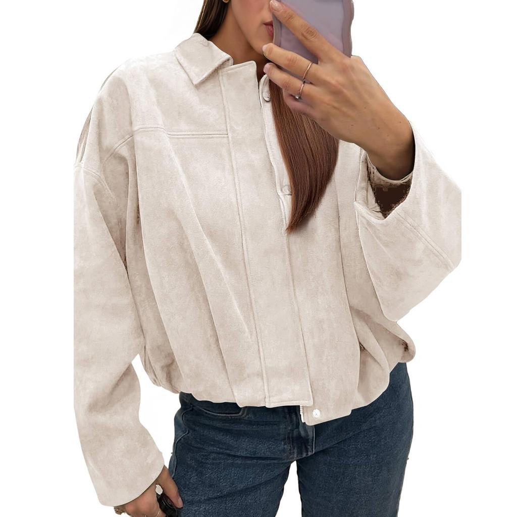 Женская модная однотонная куртка с рукавами и молнией