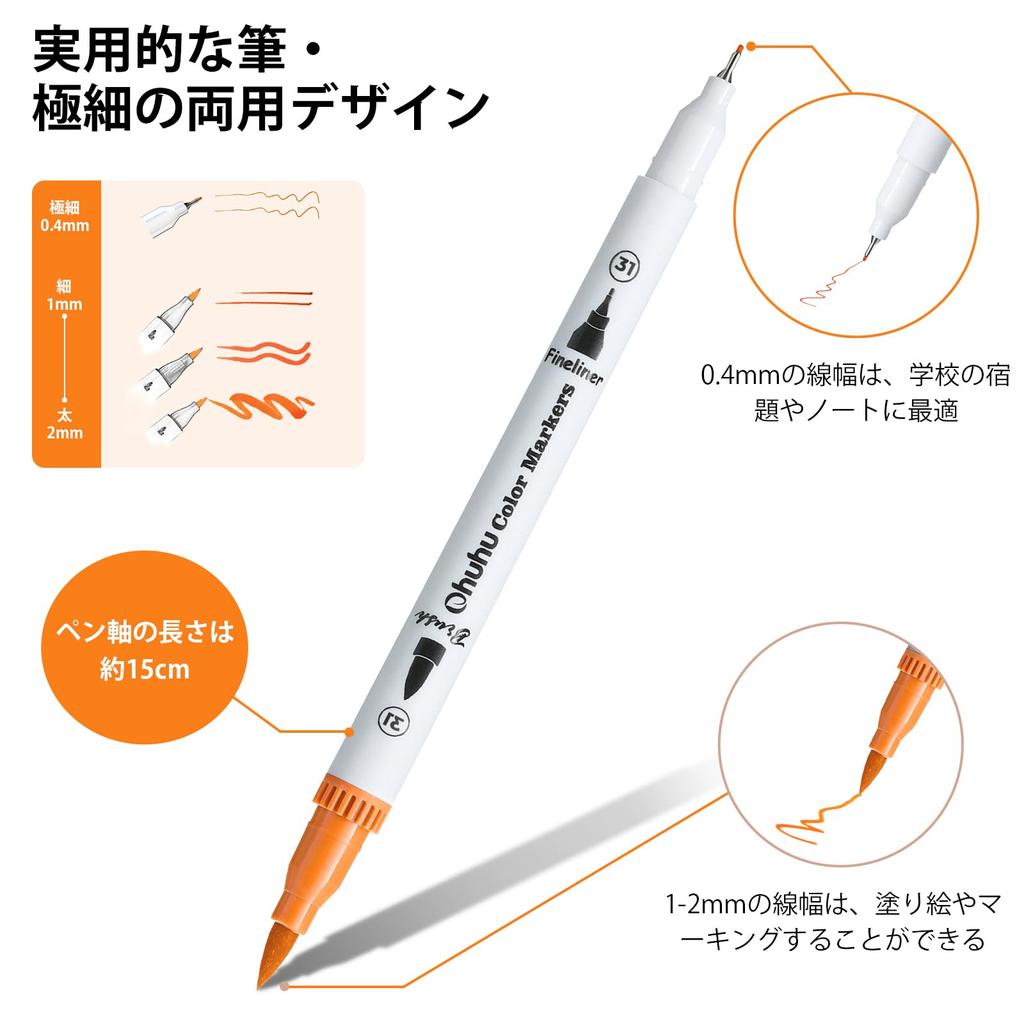 Ohuhu Art Marker 160 Color Pen Brush and Extra Fine Twin Watercolor Perfect for Coloring Art with Storage Christmas Gift Pens, Set, Water-Based