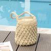 Yogodlns Summer Straw Shoulder Bag Women Large Capacity Rattan Bucket Bag Handmade Woven Beach Bag