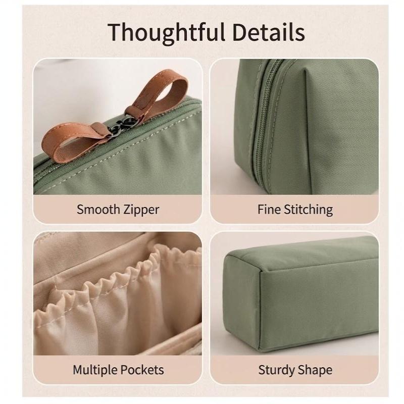 Partitioned Makeup Bag Large Capacity Multicolor Lightweight Travel Cosmetic Storage Pouch for Students Teen Girls