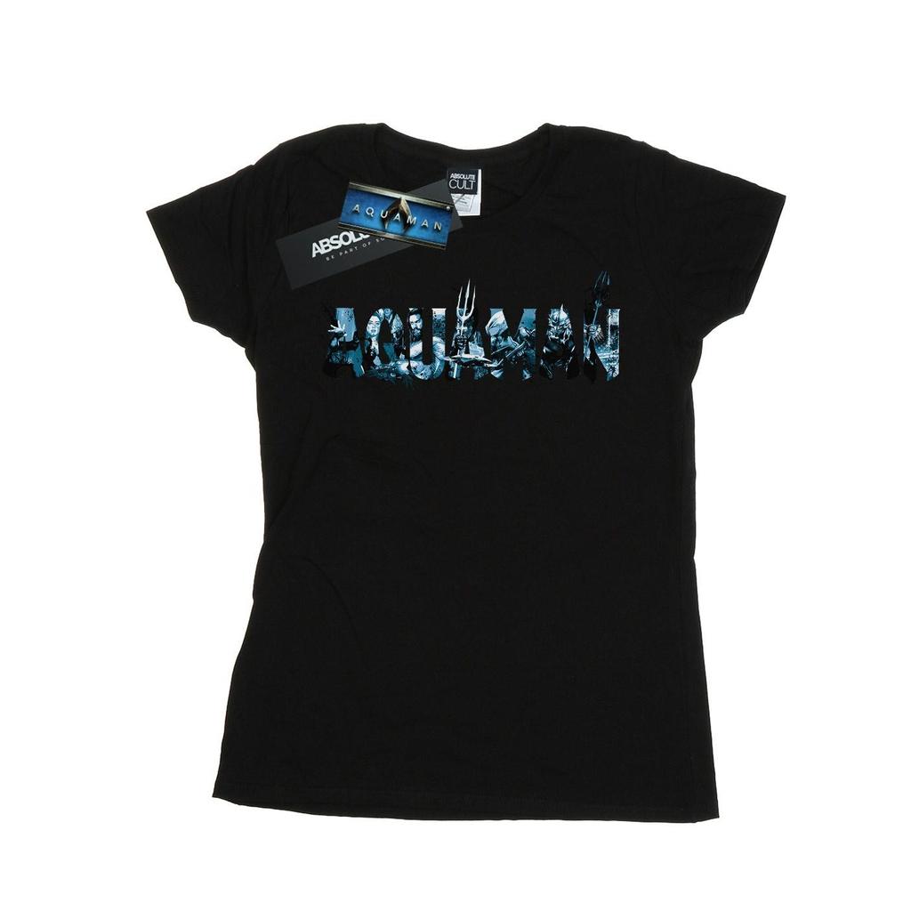 DC Comics Womens/Ladies Aquaman Text Logo Cotton T-Shirt