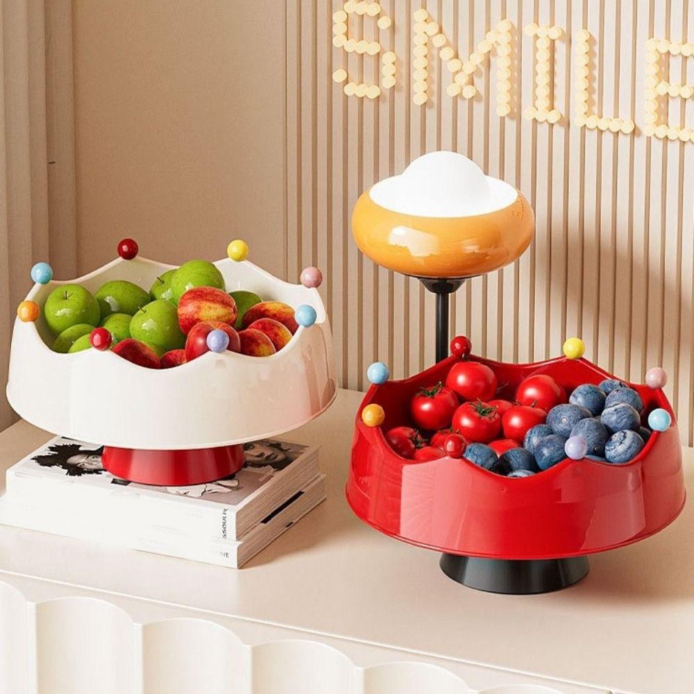 Crown Design Fruit Serving Plate Large Capacity Snack Plate Fruit Bowl with Fork Coffee Table