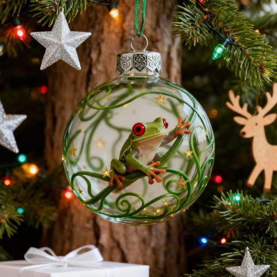 2026 Christmas Ball Ornament Set Handcrafted 3D Frog Ornament Different Frogs Theme Holiday Decorations
