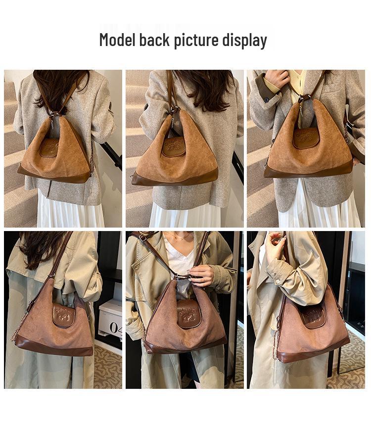 Винтажная замшевая сумка-тоут через плечо – Универсальная, вместительная сумка на плечо