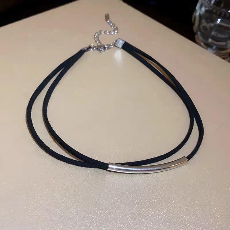 Двухслойный черный изогнутый воротник-чокер женский Niche Design кожаная цепочка на ключицу персонализированная простая универсальная цепочка на шею Tide