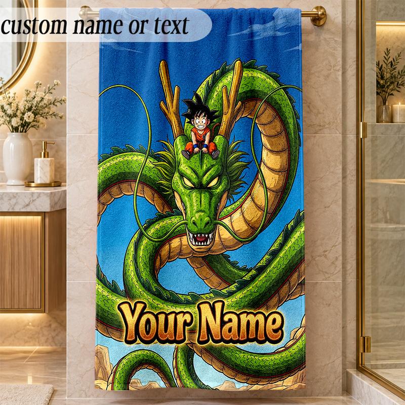 Beach TowelDragon Ball Custom Name Text Personalized Soft Towel for Beach Pool Indoor Home Decor Gift