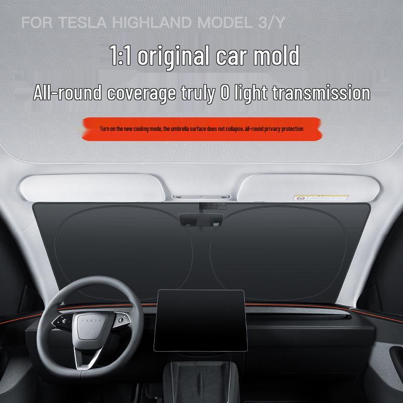 Tesla Model 3/Y Camping Privacy Sunshade with Suction Cups - Opaque, Anti-Peeping Side Panel