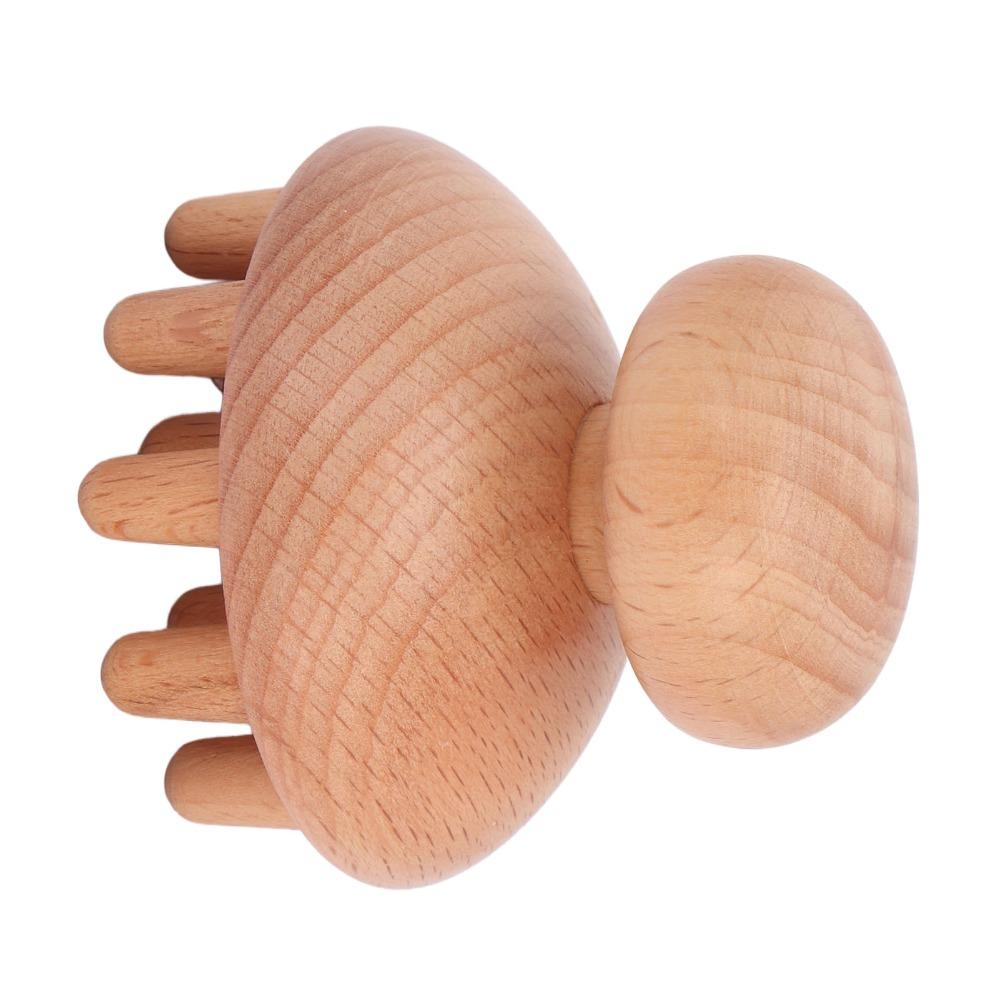 Ergonomic Handle Manual Massage Tool Mushroom Shape Wooden Massager Scalp Massager  Full Body Use