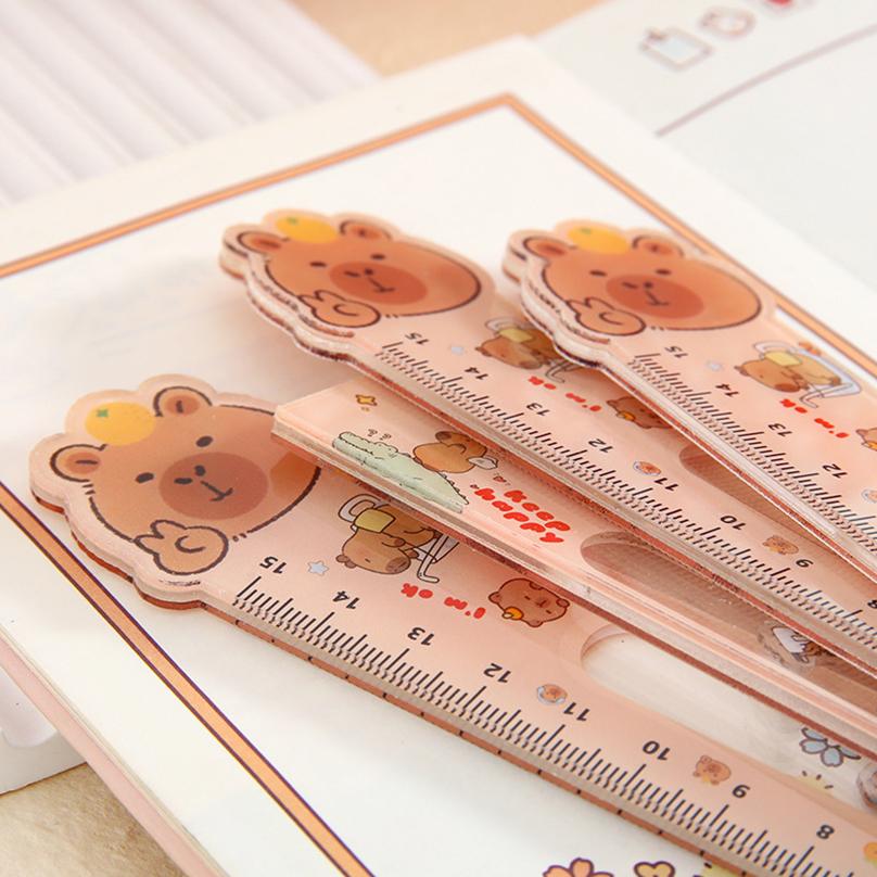 1Pcs Funny Ruler School Supplies Regla Cute 15cm Drawing Tool Panda Acrylic Shaking School Accessories Kawaii Stationery Rules