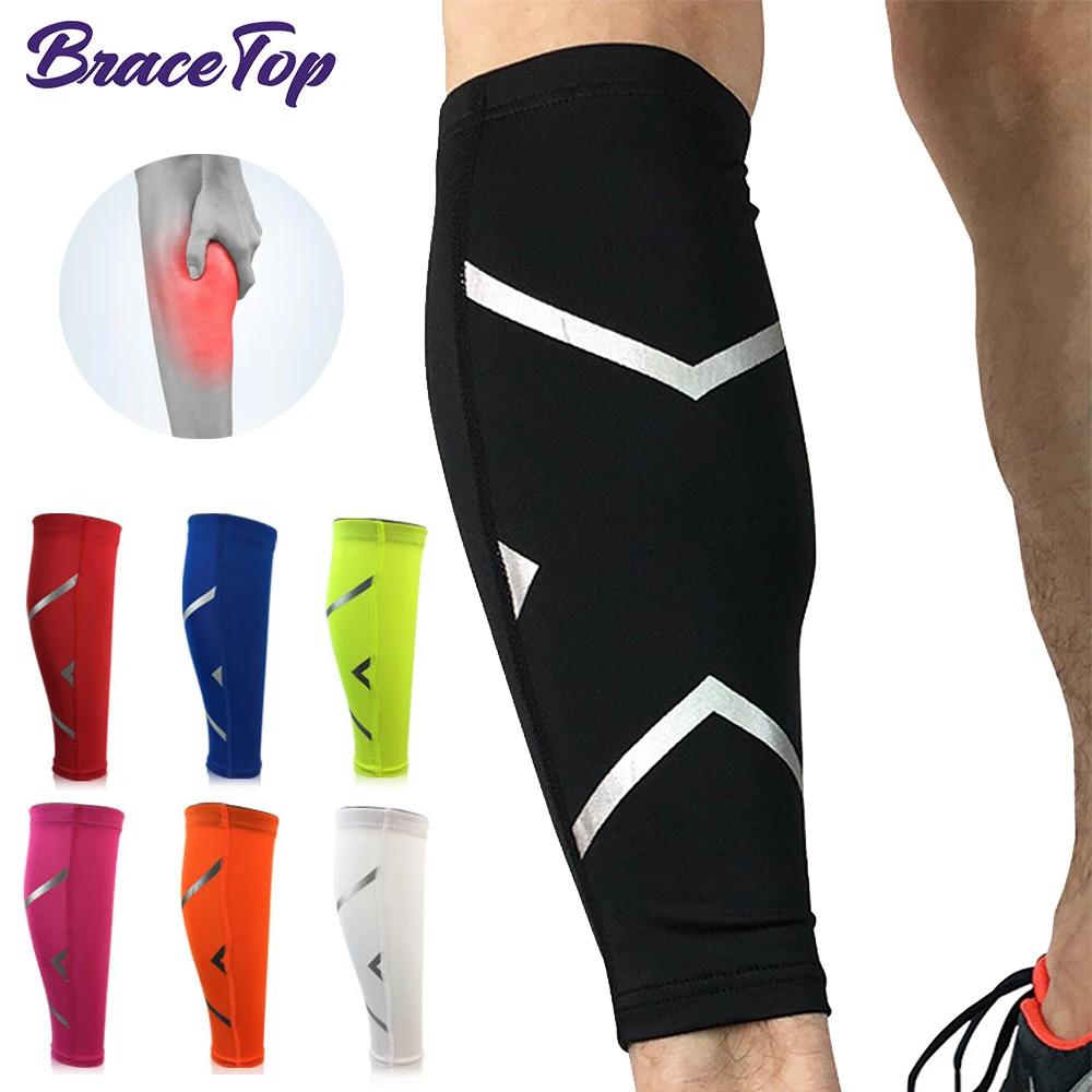 Bracetop 1 Pc Sports Calf Compression Sleeve Shin Splint Support Guard Leg Protection Sock For Basketball Running Cycling Travel