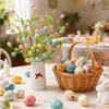 Yousheng Artificial Easter Stem Fake Twig Branch with Pastel Eggs Green Leaves Spring Floral Picks for Floral Arrangement Farmhouse Table Centerpiece