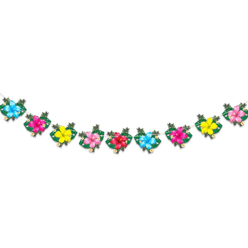Summer Beach Party Decor Pineapple Flamingo Flower Banner Tropical Bird Aloha Sun Garlands Happy Hawaiian Party Decors Banner