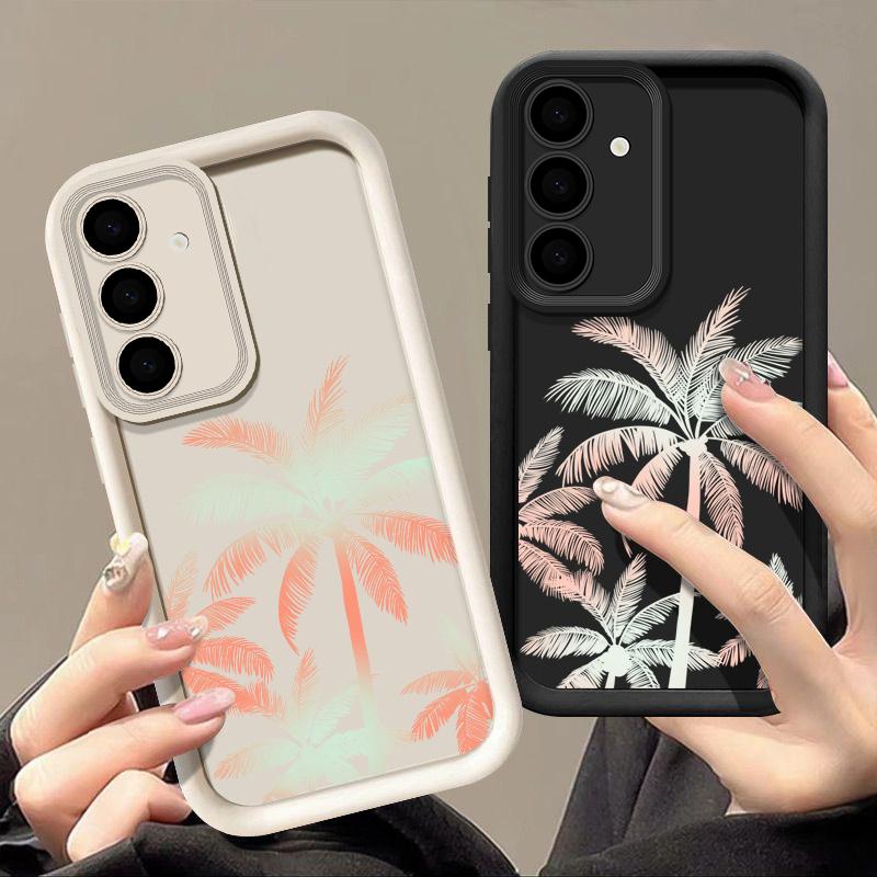 Для Samsung S25 S24 S23 S22 S21 Ultra A55 A54 A53 A52 A35 A34 A15 A14 5g Laser Coconut Tree противоударный силиконовый мягкий чехол
