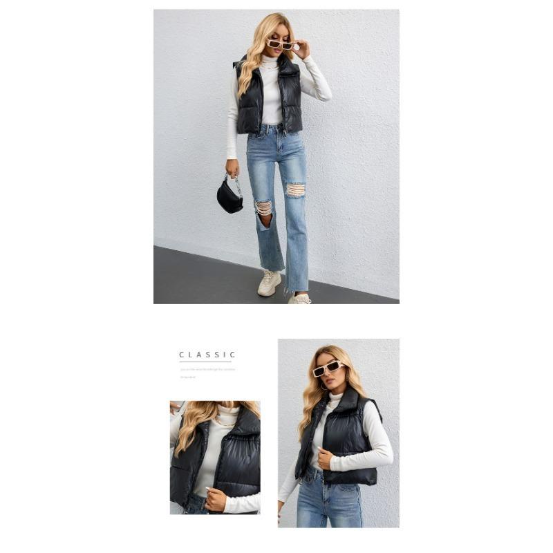 Хлопковый жилет женский осенне-зимний корейский вариант маленького ароматного ветрового воротника-стойки, новый хлопковый жилет без рукавов, куртка с застежкой-молнией Tide