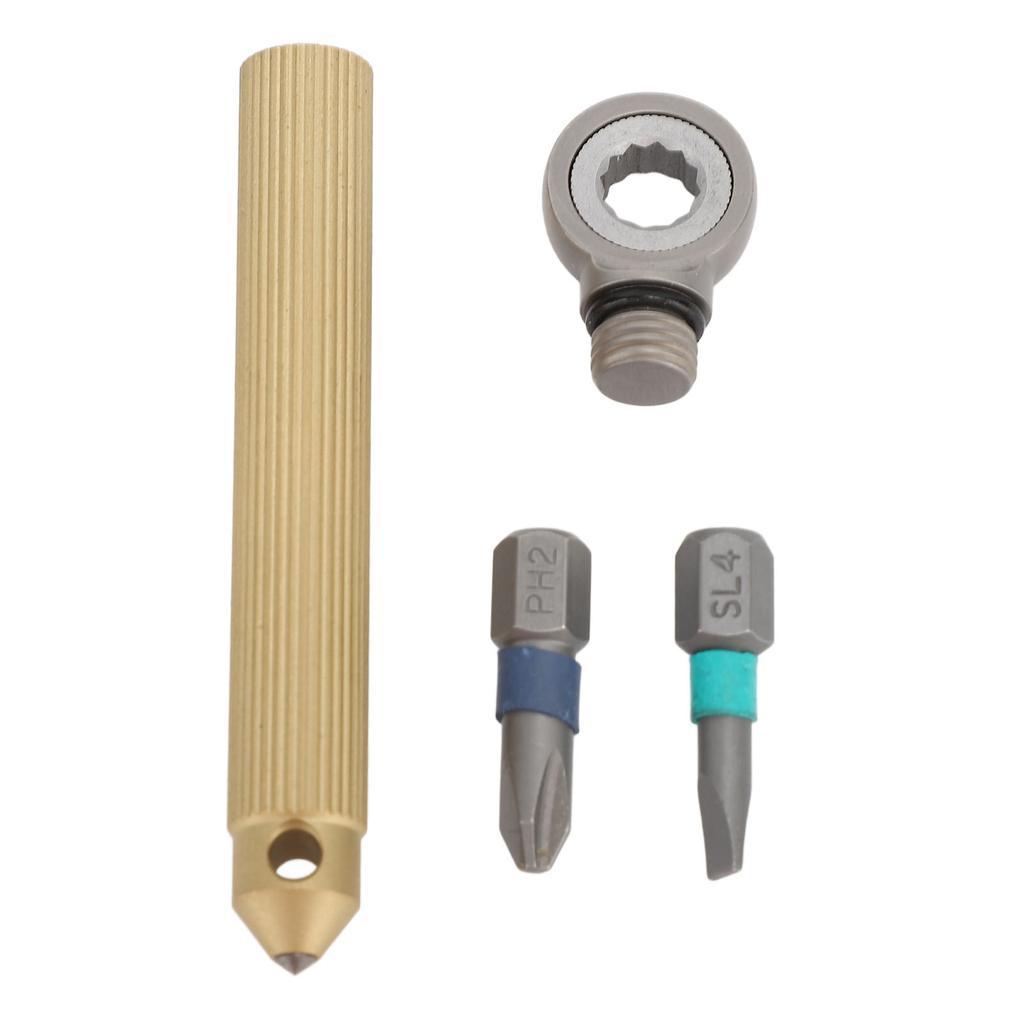 Right Angle Screwdriver Set Steel Slotted Crossed Keychain Screwdrivers Pocket EDC Tool with Brass