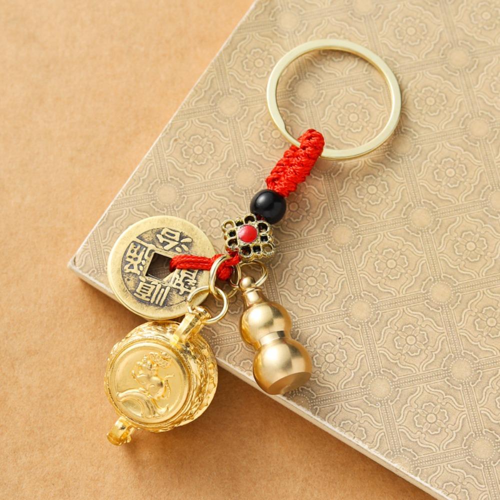 Латунные монеты в китайском стиле, кулон на удачу, медный брелок для ключей от машины, украшение на рюкзак