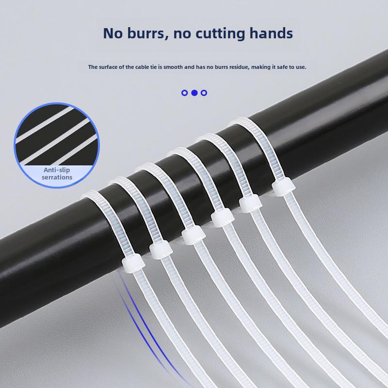 Черно-белые самоблокирующиеся нейлоновые кабельные стяжки с пряжкой