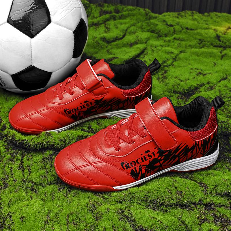 Детские футбольные бутсы 31-40 лет, молодежные футбольные бутсы с короткими шипами на липучке, тренировочные детские футбольные бутсы для мальчиков