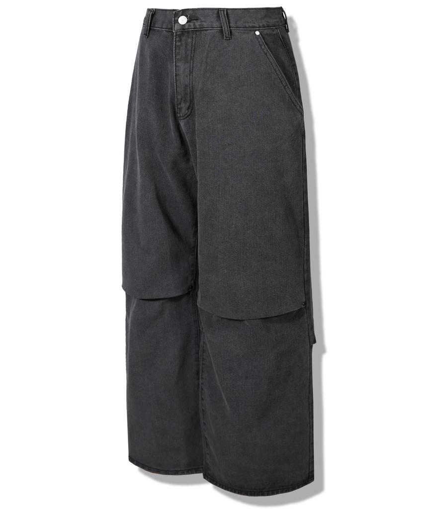 GUBIN Wide Rivet Point Denim Pants - Gray