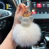 Luxurious Diamond-Studded Bear Keychain with Real Fox Fur - Stylish Accessory and Thoughtful Gift