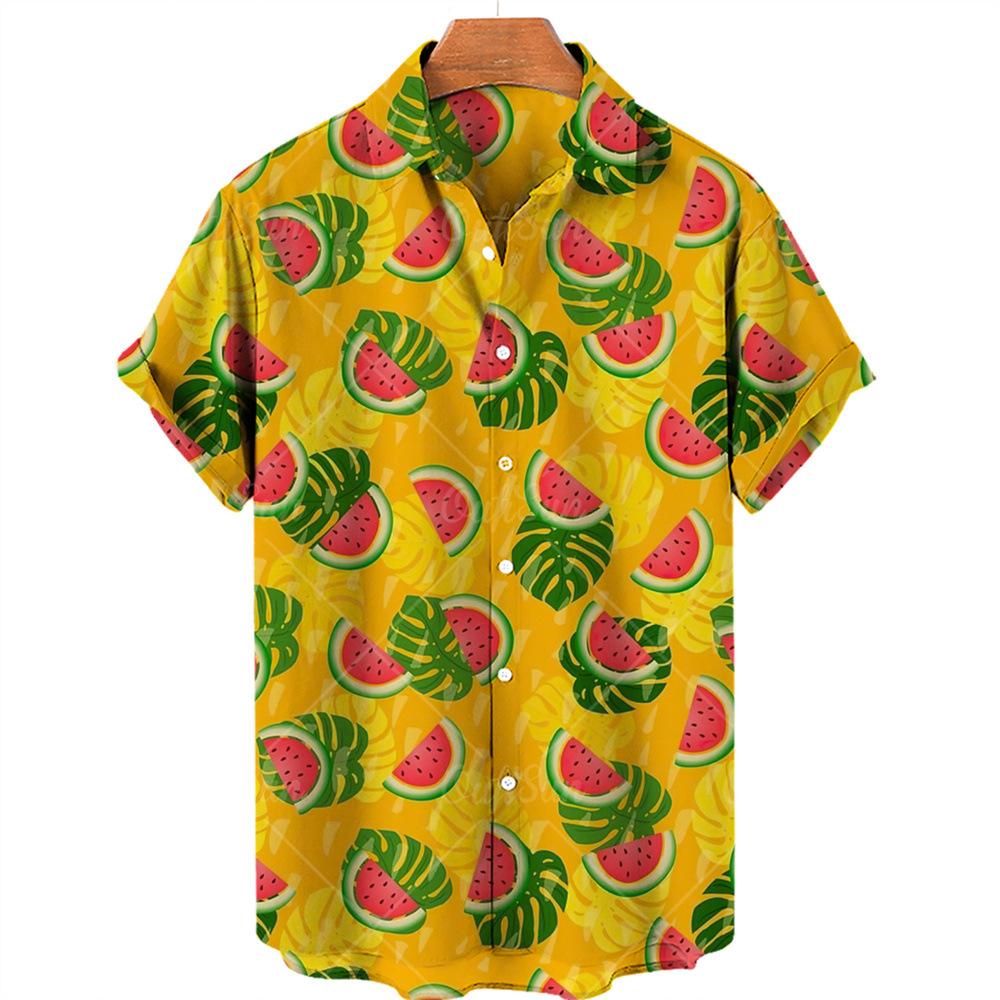 Summer Plus Size Men's Casual 3D Digital Printed Short Sleeve Shirt Hawaiian Men's Shirt