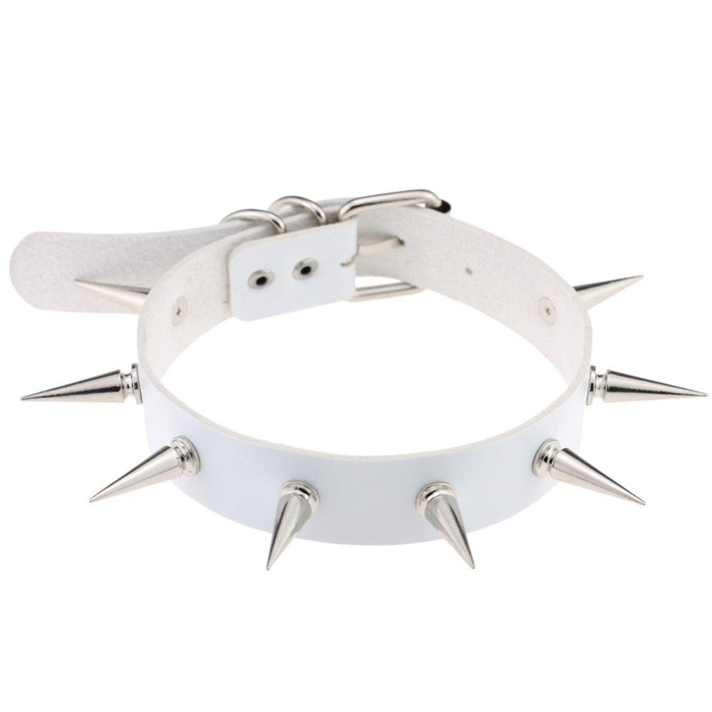 Black Spiked Choker Necklace Punk Collar Female Women Men Black Leather Studded Rivets Chocker Jewelry Gothic Accessories