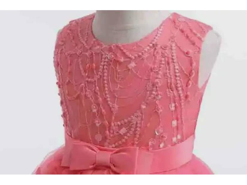 Платье для девочек из пушистой пряжи Cross-Border с бусинами и бантом