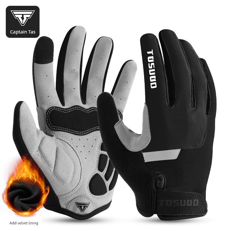 Captain Tas Cycling Warm Gloves Full-Finger Men's Bicycle Road Mountain Bike Windproof Outdoor Sports Gear Women's