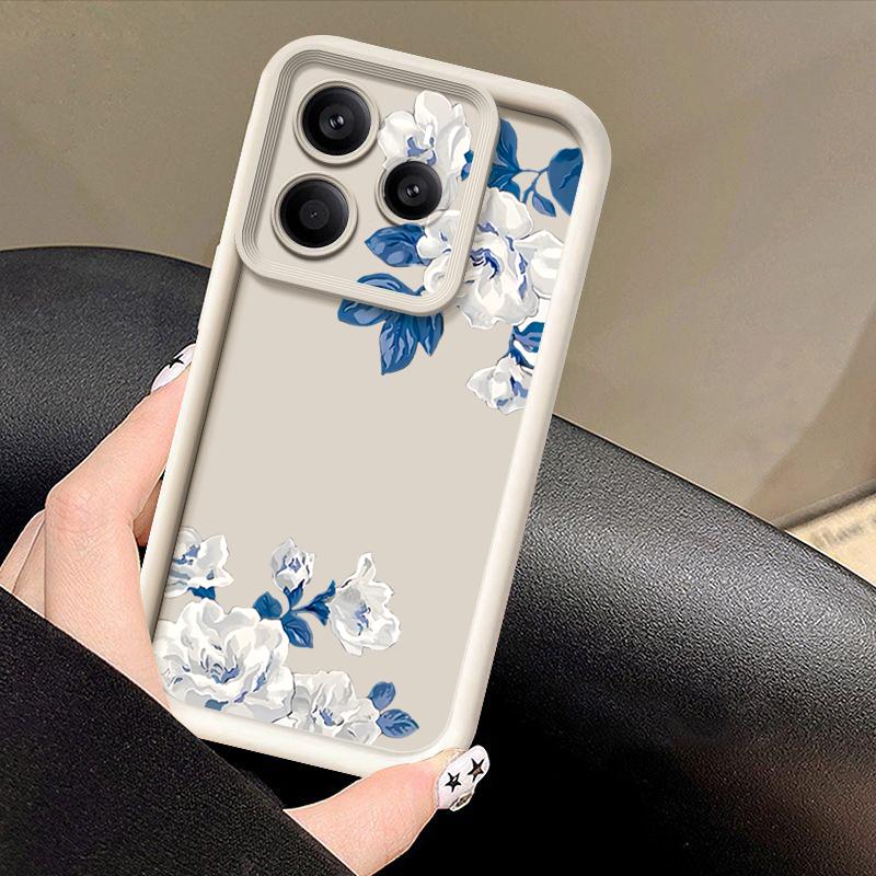 White Gardenia Floral Pattern Case For Xiaomi 14T 13T 11T Pro Funda Redmi Note 14 13 Pro 5G 4G 12 11 Shockproof Bumper Silicone Cover