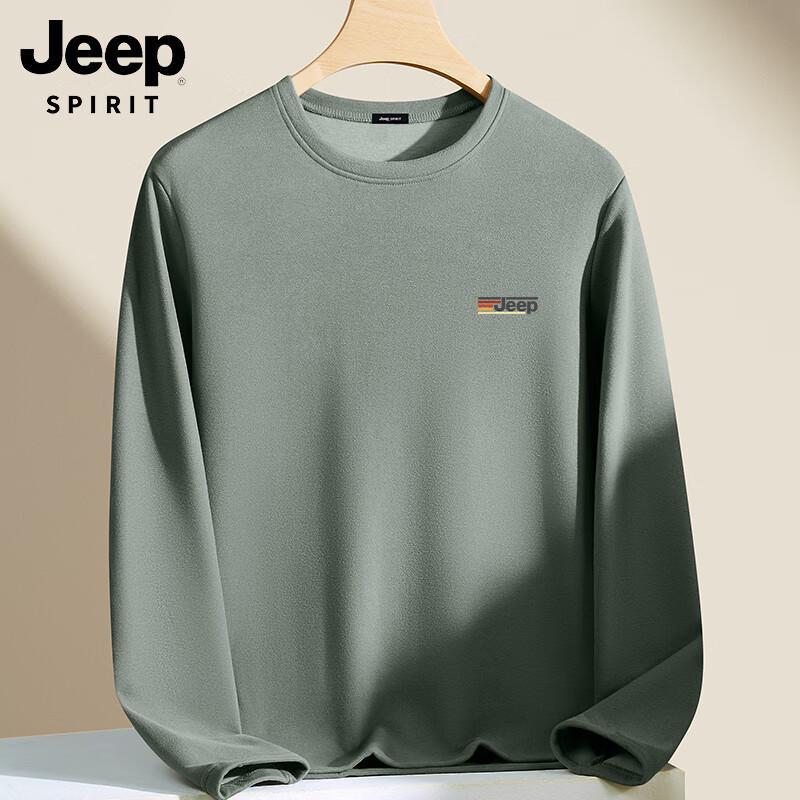 JEEP SPIRIT Men's Winter Fleece Lined Wool Blend Crewneck Sweater