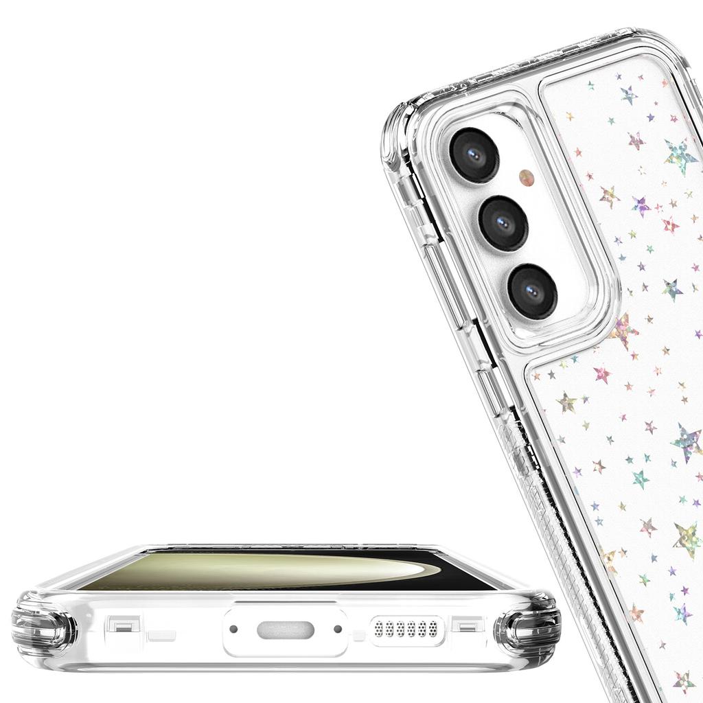 For Samsung Galaxy S25+/S24+ Case Clear Acrylic TPU Hybrid Phone Cover with Laser-printed Film