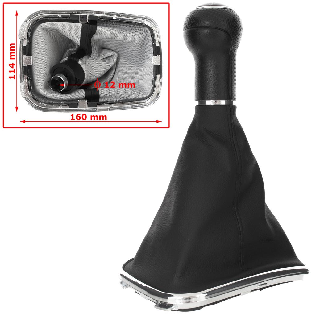 VW Golf IV 98-05 BLACK gear shift knob + GAITERS + CHROME FRAME