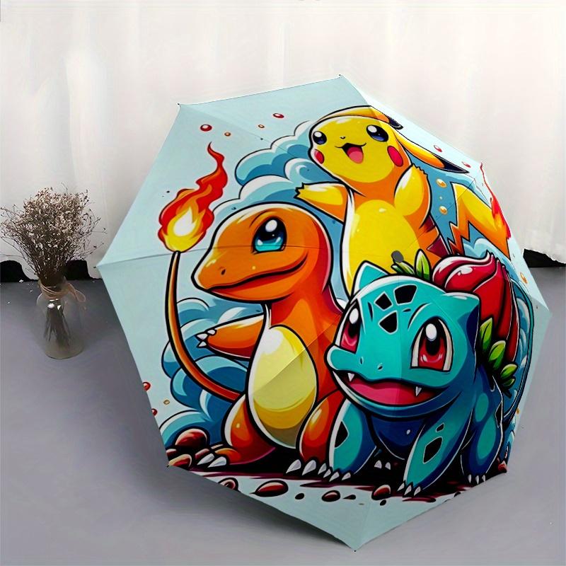 1 шт. Автоматический складной зонт Pokémon - 3-кратное сложение, яркий мультяшный рисунок, подходит для активного отдыха на свежем воздухе, подарок для фанатов в любое время года
