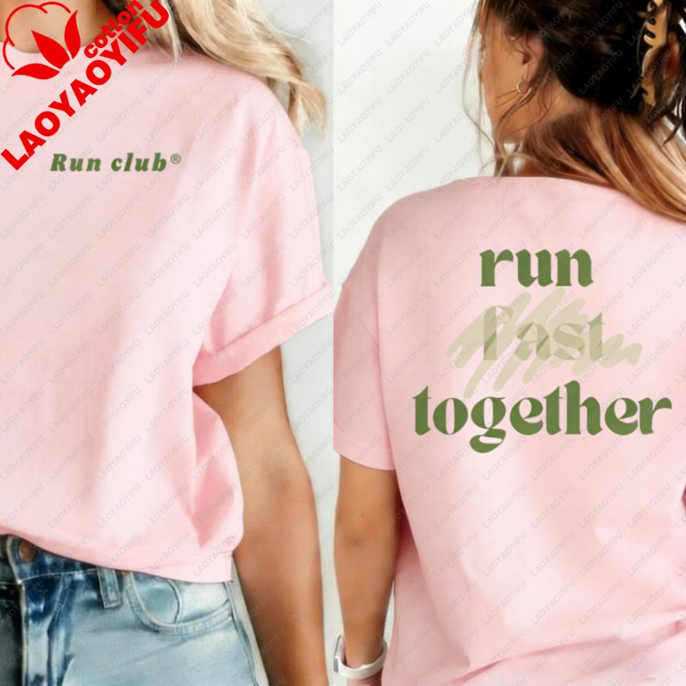 Run Together Shirt Organic Cotton Unisex Running Tee Perfect Gift for Running Buddies Couples Casual Fitness Apparel Goth Tops