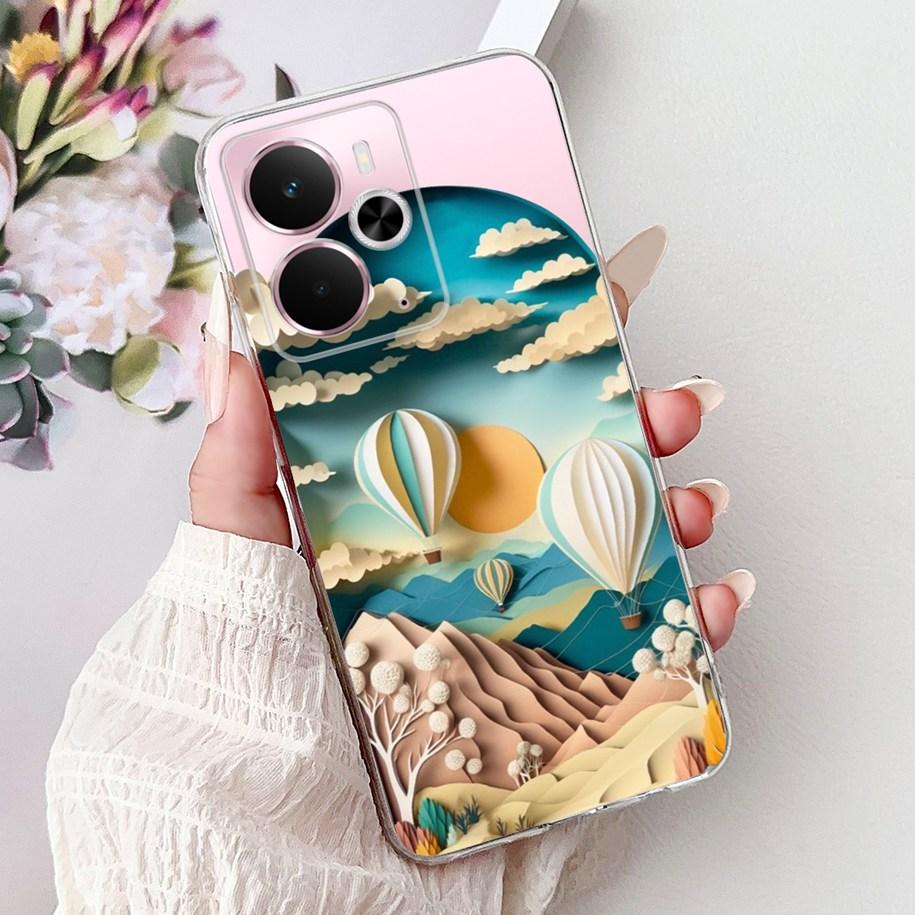 Чехол для Realme 14 5G Чехол-бампер Realme 14T RMX5078 RMX5075 Ударопрочный Силиконовый Мягкий ТПУ Цветочный Бампер Для Realme14 14 T Корпуса Телефона