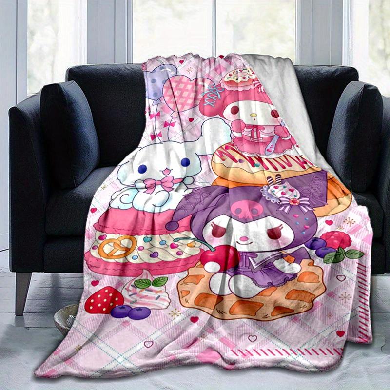 1pc. Cute Kawaii My Melody Kuromi Waffle Plushie Blanket - Perfect for Home, Office, Outdoor Use, Gift Idea, Suitable for Al