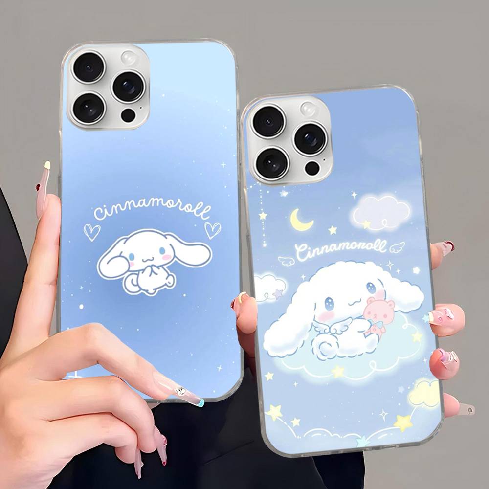 Мультяшный Милый C-Синнамороллы Для IPhone 17 Air 16 15 14 13 12 11 Pro Max Plus Чехол Для Телефона Серебристый Атласный Глянцевая Поверхность