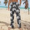 Мужские мягкие домашние пижамные штаны с гавайским принтом, повседневные спортивные штаны с завязками
