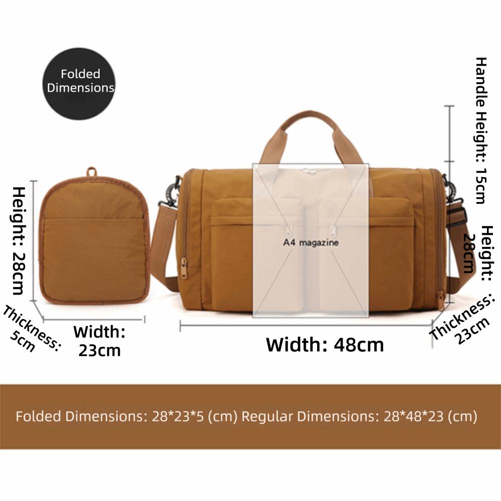 32L Foldable Travel Bag Large Capacity Waterproof Sport Bag Fitness Bag Dry-wet Separation Multiple Compartments Luggage Bag