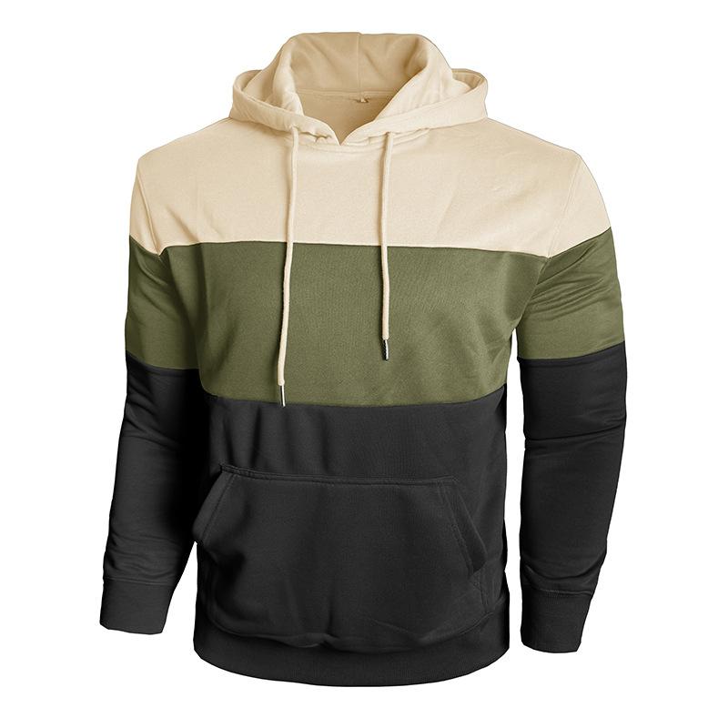 Осень Зима Мужская Толстовка Длинный Рукав Повседневная Спортивная Контрастная Худи Мужская Толстовка с Капюшоном Уличная Одежда Топы для Бега