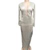 Summer new European and American women's dress, sequined v-neck long-sleeved long dress, sexy asymmetrical dress