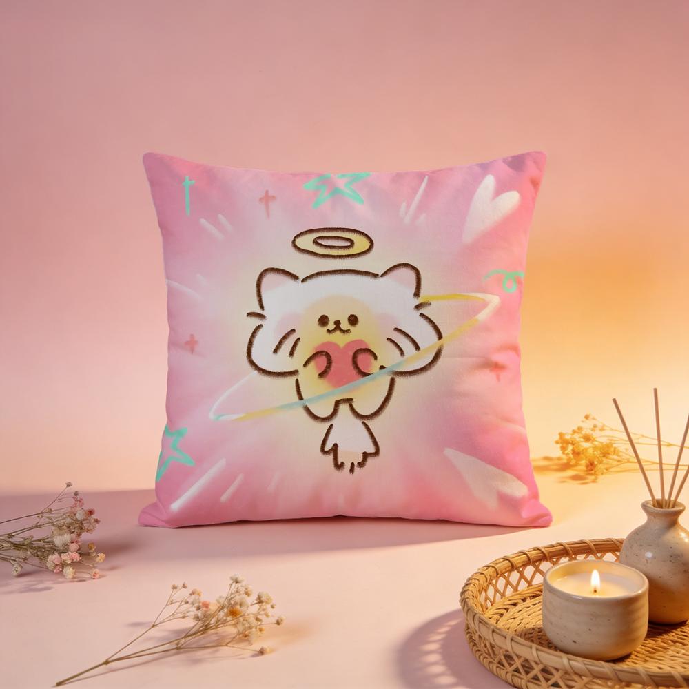 Angelic Cute Pet Group Cushion Cover Comfortable Durable Pillow Cover MultiScene for Home Office Car Sofa