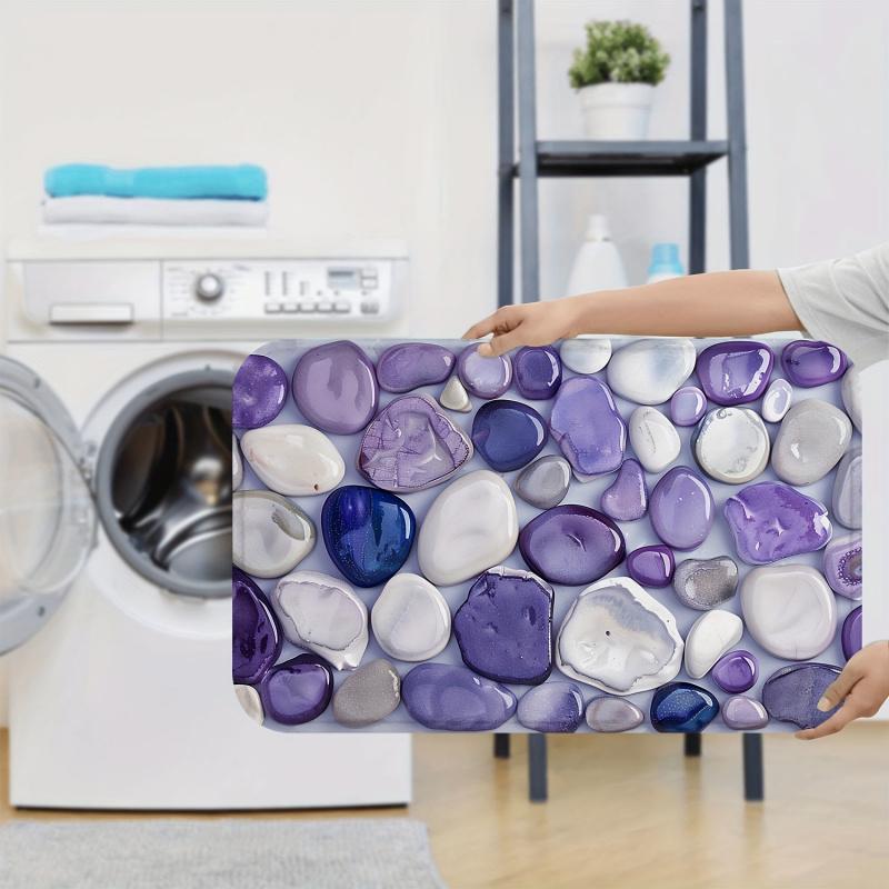 VIKAMA 2D Purple Pebble Carpet, A Soft And Comfortable Entrance Carpet, A Non-Slip Bathroom Mat, Home Decoration