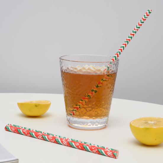 100 шт. Бумажные соломинки Разнообразные Пищевые Биоразлагаемые Рождественский стиль Одноразовая сервировка стола