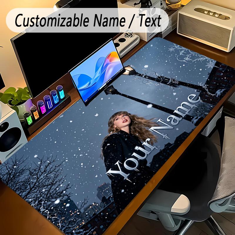 Large Mouse PadTaylor Swift Custom Name Text Personalized Desk Mat Non Slip Gaming Pad