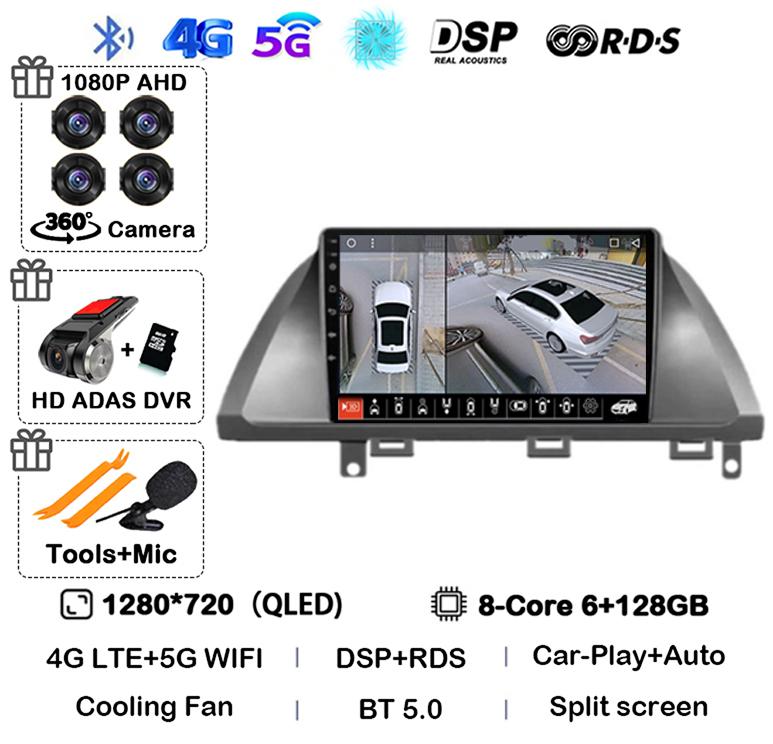 Android 14 Автомобильный Carplay для Honda Odyssey 2005 - 2010 Экран Автомагнитола Стерео GPS Навигация Мультимедийный Видеоплеер WIFI 4G DSP