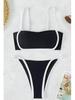 2024 Новый Европейский и Американский Сексуальный Однотонный Женский Раздельный Купальник Бикини