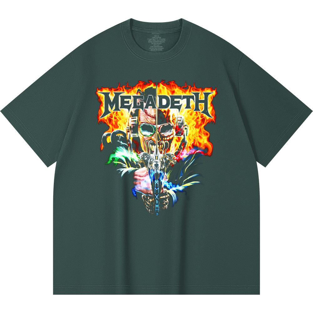 Хлопковая футболка плотностью 230 г/м² 100% Хлопок Heavy Metal Футболка с принтом рок-группы Популярная музыка Унисекс Тяжелая хлопковая футболка