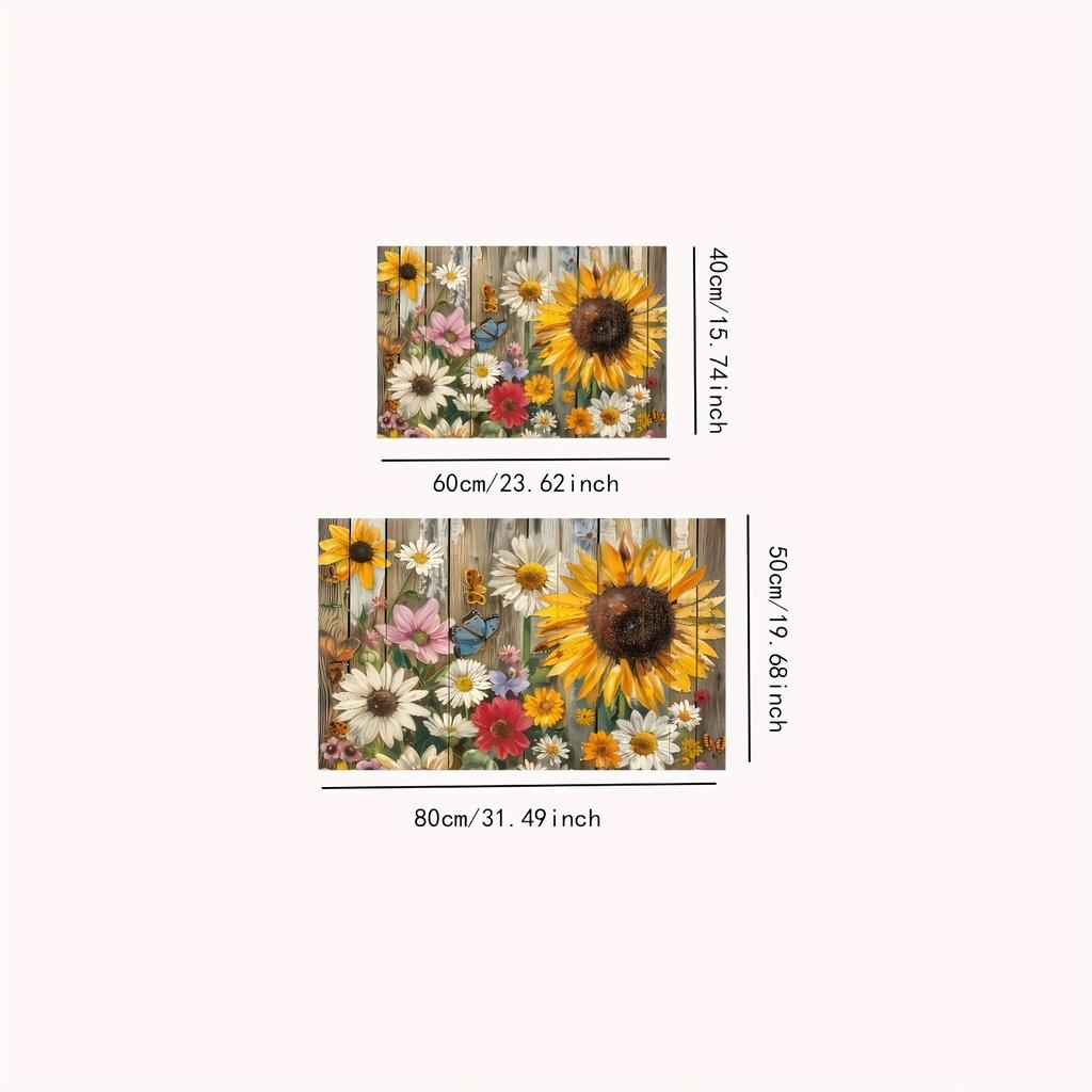 1 шт. Коврик для пола с узором подсолнуха, Современный кухонный полиэстеровый коврик, Нескользящий, Цветной ковер для помещений, Для домашнего декора ванной комнаты, спальни, гостиной